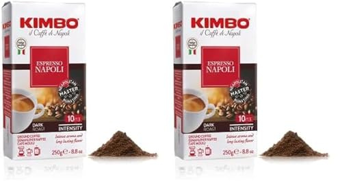 Kimbo Espresso Napoli Ground Coffee, Vacuum Sealed Bag, Authentic Italian Coffee, 1 x 250g (Pack of 2)