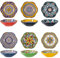 HENXFEN LEAD Porcelain Salad Bowl, 590ml Dessert Bowl Cereal Bowl, Multifunctional Flower Shaped Pasta Bowl for Ice Cream, Rice, Dessert, etc. Colourful, Pack of 6 - Bohemian Style