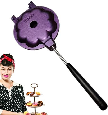 Molde para rosquillas, máquina de donas para el hogar - Moldes para donas de aluminio Herramientas para decorar tartas | Bandeja de horno antiadherente con mango largo para hacer donas de g