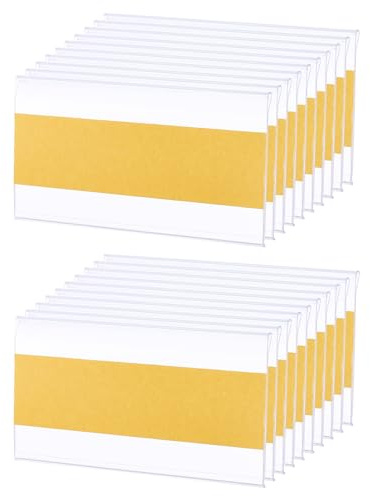 QUARKZMAN 30 stycken självhäftande etiketthållare hylla dag, 1,7 x 3,1 tum hyllremsor prislapp indexkort klar etiketthållare med pappersskylt för stormarknad bibliotek bokhylla