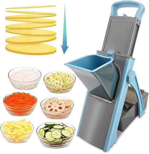 Affettaverdure Mandolina per Cucina, Affettatrice per Verdure, Cutter per Patate, Affettaverdure con Contenitore, Spessore Regolabile Julienne + Dicer, Utensili e Gadget da Cucina, COLORE A CASO