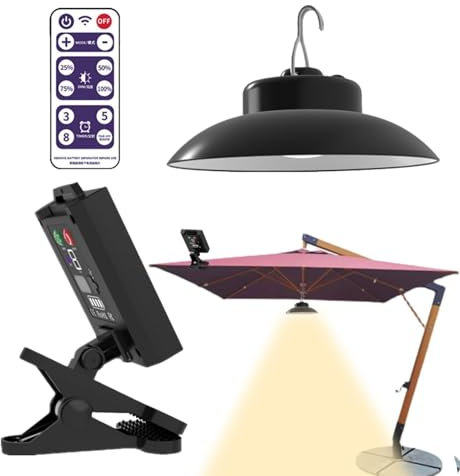 Luces LED para sombrilla de jardín, luces solares para sombrilla de patio, balizas impermeables a base de luz solar con clip, lámparas de soporte de abrazadera y enchufe para decoración de iluminación