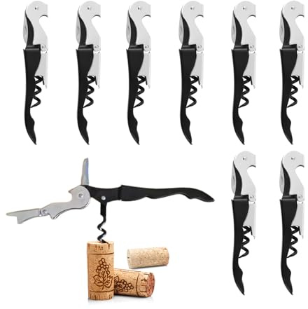 Ferizzia 8 Pezzi Cavatappi Professionali, ApribotTiglie di Vino, Cavatappi per Camerieri, Apribottiglie per Camerieri del Ristorante, Sommelier, Baristi, Bottiglia Accessori del Vino