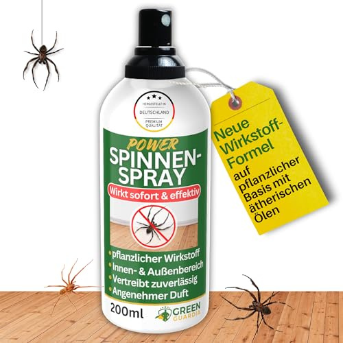 GREEN GUARDIA Spinnen Abwehrspray – Sprühfertiges Konzentrat mit pflanzlichen Ölen | 200 ml für Innen & Außen | sofort, effektiv & nachhaltig