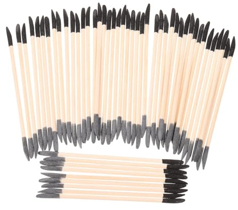 Healeved 50 piezas Unidades Palitos Lijado Madera Doble Cara Negro y Gris para Manicura Pedicura Herramientas DIY Cuidado Uñas Portátil y
