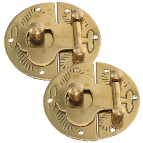 KONTONTY 2 pièces Loquet Boîte Laiton Fermeture Sécurisée pour Petites Boîtes Bijoux Rétro Facile à Installer Accessoire de Quincaillerie Décoratif pour Coffrets Bois Lot