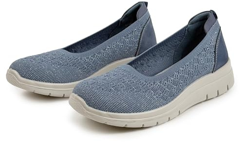 Scarpe da Camminare Donna Sneakers Slip On Antiscivolo in Tessuto Traspirante per Lunghe Passeggiate Blu 36