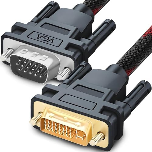 Retoo DVI-I till VGA-kabel dubbel länk 24 + 5 stift till VGA VGA adapter DVI-kontakt VGA-kabel skärmkabel adapter omvandlare för bildskärm PC HDTV DVD svart