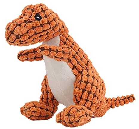 Sorandy Hundpipande Leksak Plyschvalp Dinosaurieform för små Medelstora Husdjur Interaktiv Tandrengöring 32 X 14 Cm (Små)