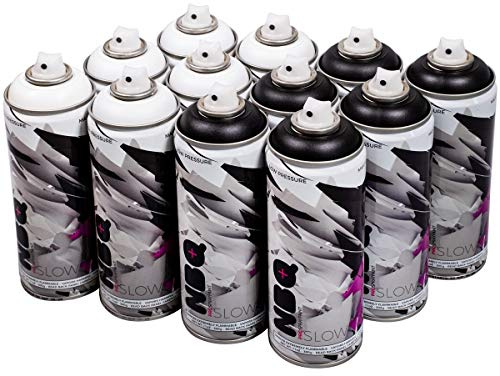 NBQ PRO BLANCO NEGRO PACK 12 GRAFFITI STREET ART MURAL SPRAY PINTURA