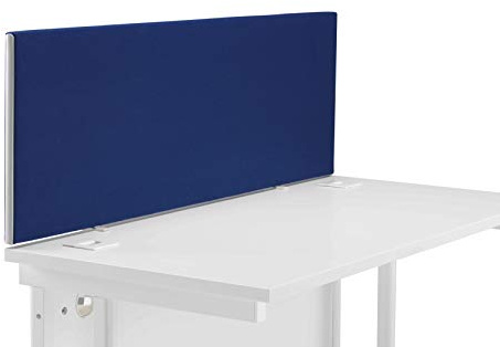 Office Hippo Upholstered Desktop Office Screen, G-Clamp Included, Fire-Retardant, Blue, 120 x 3 x 40 cm