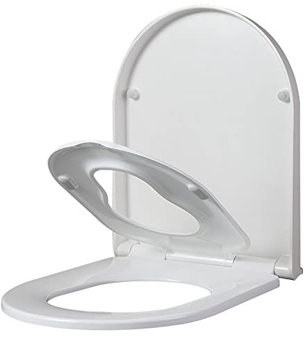 GETZ WC Sitz Family, Toilettendeckel mit Absenkautomatik, Schnellverschluss Und Verstellbare Scharniere, Einfache Obere Befestigung, Standard WC Sitz mit Eingebautem Kindersitz, U-Form