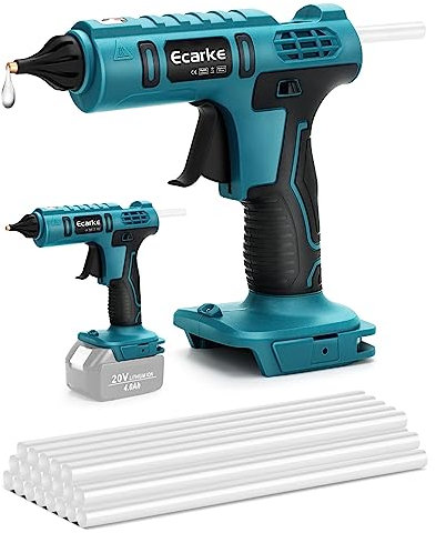 Ecarke Akku-Klebepistole für Ma-kita 18V Lithium-Akku, Akku-Heißschmelzpistole, ideal für Reparaturen, Basteln, Heimwerken (mit 20 11-mm-Klebestiften,Batterien nicht enthalten)