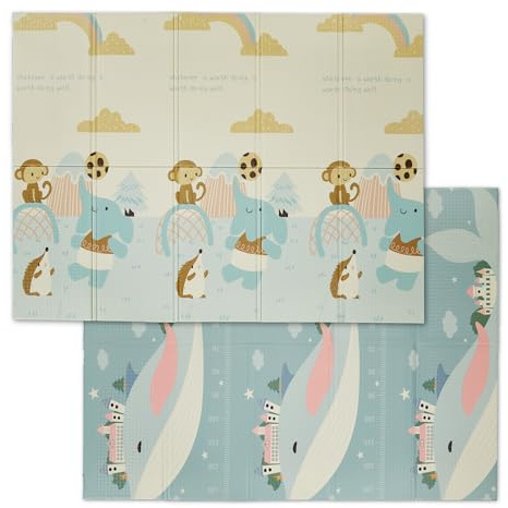 Relaxdays Spielmatte Tiere, faltbar, schadstofffrei, abwaschbar, 195 x 146 cm, XPE-Schaumstoff, Krabbelmatte Baby, bunt