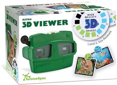 Science4you Retro 3D Viewer pour Enfants – Jouet Rétro d'Animalier, Jumelles pour Enfants avec Images 3D de d'Animaux Terrestres et Marins, Jouet et Cadeau pour Garçons et Fille
