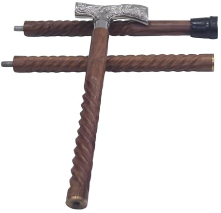 Dolchi Canne en bois pliable vintage avec poignée télescopique en laiton – Cadeau élégant pour homme et femme