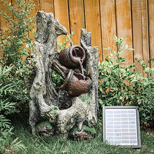 Fontaine d'eau de Jardin extérieure, Fontaine Solaire d'extérieur, lumière LED, décoration paysagère, Cascades sur Pied, fontaines pour la Maison et la Cour Decoration