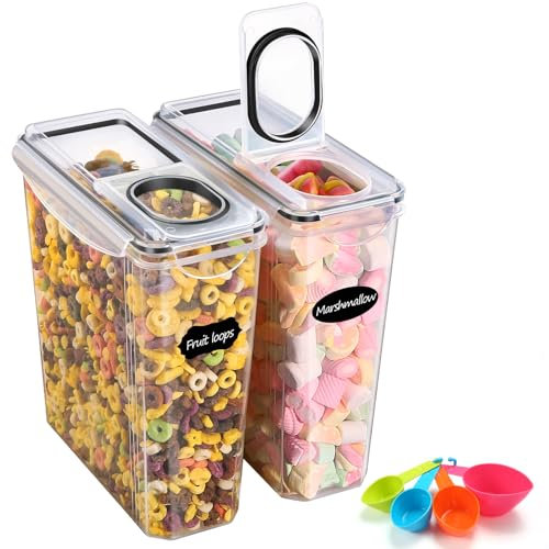 YASHE 2 Stücke Vorratsdosen Set 3.7L, Vorratsdosen mit Deckel Luftdicht, Kunststoff BPA freie Küche Aufbewahrungsbehälter für Mehl, Hafer, Aufbewahrungsbox Küche mit 16 Etiketten