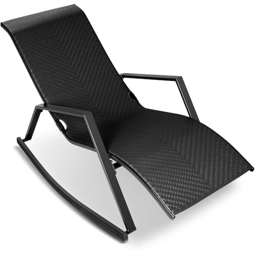 RANSENERS Schaukelliege Gartenliege für Perfekte Entspannung im Garten - Gewölbter Boden mit Langlebigen Geräuscharmen Nylonpuffern (Schwarz)