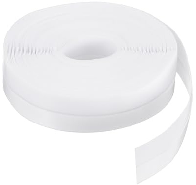 QUARKZMAN Silicone Sigillo Striscia 25mm Striscia Tenuta Silicone per Porta Bozza Tappo Adesivo Nastro Finestra Casa Doccia Vetro Spazi Lunghezza 8m Bianco
