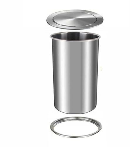 Bins - Cubo de basura redondo empotrable pequeño con tapa superior, armario de cocina integrado de acero inoxidable para cocina, baño, encimera al aire libre, 12 litros