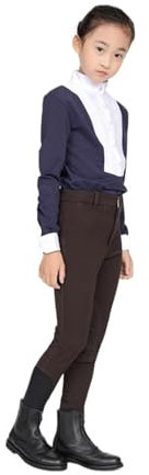 GMGQJST Pantaloni per Cavallo Pantaloni da Equitazione for Bambini in Silicone Mezzo Pantaloni da Equitazione Morbidi e Traspiranti Elastici a Quattro Vie(Coffee,165(Big Size 28))