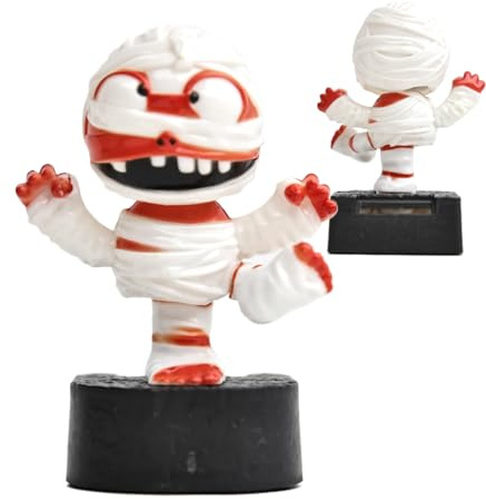 Adorno De Tablero con Energía Solar | Figura De Momia con Cabeza Oscilante para Salpicadero,Pequeña Figura Divertida con Energía Solar para Decoración De Halloween En Casa Y Vehículo