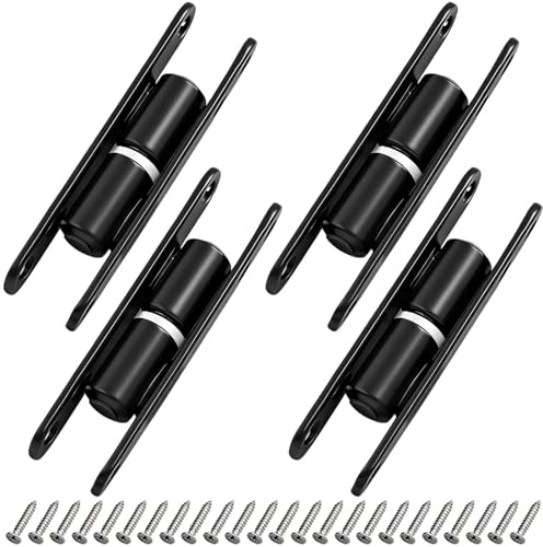 HECHKJ 4 Paires de Charnières Noires pour Porte, Charnières Métalliques avec Accessoires de Montage, Idéales pour Armoires, Meubles et Fenêtres