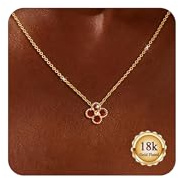 Astravia Birthstone Gold Necklace for Women Girls 18K Gold Plated Four Leaf Clover Pendant Necklace with CZ Garnet, Non-Tarnish Dainty Gold Choker Jewellery Birthday Gift for Women