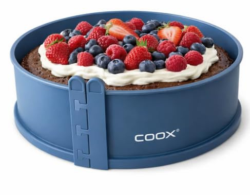 coox Springform mit Glasboden ⌀ 26 cm in Blau, backen und direkt auf der Glasplatte servieren und schneiden, kein Umsetzen nötig (Blaugrau)