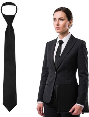 Ousuwo Cravatta nera pre-annodata, 5 x 38 cm, cravatta corta regolabile per donne e ragazze, facile chiusura con zip, ideale per uniformi JK, cerimonie di laurea, riunioni aziendali ed eventi di