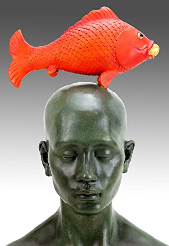 Kunst & Ambiente - Moderne Bronzefigur - Man with Lucky Koi - signiert Martin Klein - limitiert - Modern Art - Moderne Sklupturen online kaufen