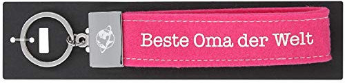 Depesche 4298-094 Schlaufen Schlüsselanhänger aus Filz, mit graviertem Metallabschluss und kultigem Aufdruck, Beste Oma der Welt, rosa, ca. 17 x 3 x 1 cm