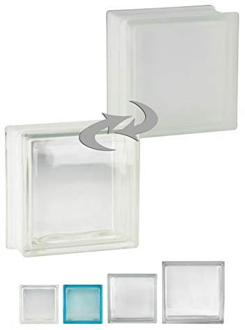 Fuchs Design 5 Stück Glassteine Vollsicht Klar einseitig satiniert 19 x 19 x 8 cm