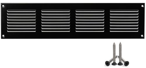 400x100mm Griglie D'Aerazione/Ventilazione in Metallo - Nera Griglia D'aria con Rete Anti Insetti