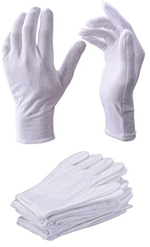 WHITE GLOVE 12 Paar weiße Baumwollhandschuhe, Hände schützen, Schmuck karieren, Kellnerhandschuhe, warme, wiederverwendbare Textilhandschuhe (L)