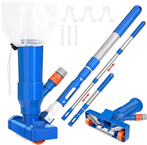 Aspirateur Piscine Hors Sol, Aspirateur de Piscine Portable pour piscines Hors Sol, Aspirateur Nettoyage Piscine Portable avec Sac Sable y Brosse, Piscine Accessoire pour Bassine Étang Fontaine