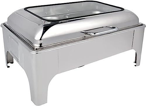 Electric Buffet Server Buffet Service Food Heater - Food Warming Plates, Food Warming Buffet, Stainless Steel With Glass Plates, Fondue Buffet Set, Fondue Set Catering Buffet Heater (Golden (Sil