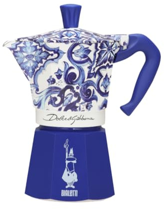 Bialetti Dolce & Gabbana - Caffettiera Express Blue Mediterraneo per 6 tazze, a fuoco diretto (caffettiera, caffettiera espresso)
