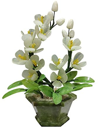 QTYQWC Árbol bonsái Artificial Feng Shui Bonsái de Jade auspicioso - Adorno de bonsái de Flor de Magnolia Adecuado para Sala de Estar Porche Balcón Decoración Árbol Falso Verde Interior