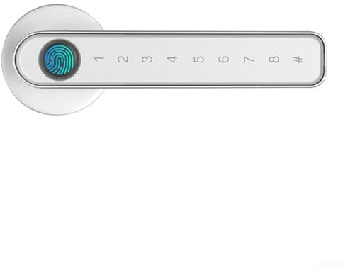 Cerradura inteligente de huellas dactilares para interiores con acceso a contraseña, dispositivo de entrada sin llave seguro (plata)