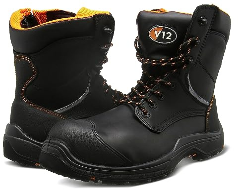 V12 Avenger IGS S3S Hi-Leg Zip-Side Safety Boot - Water-Resistant Leather, Heat-Resistant Sole, Composite Toe Cap | Certified EN ISO 20345