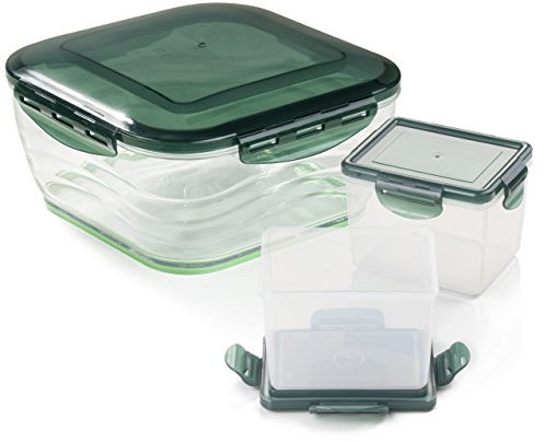 Genius Nicer Dicer Chef Auffangbehälter groß 3300 ml & 2 x klein 700 ml inkl. Deckel (6 Teile) - Servierschüssel aus Kunststoff perfekt zum Aufbewahren & Servieren