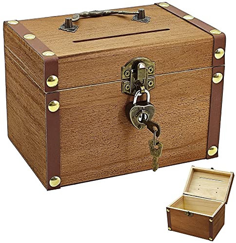 HAOBIN Schatztruhe Schatzkiste Aus Holz Holztruhe Schatzkiste Vintage Holz Schatztruhe Spardose Vintage Holzkiste Geschenkbox Mit Deckel Schatztruhe FüR Aufbewahrung Und Dekoration (Braun B)