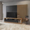 Lomadox Wohnwand TV-Wand braun & schwarz 4-teilig Modern mit Eiche Nb. inkl. TV-Lowboard