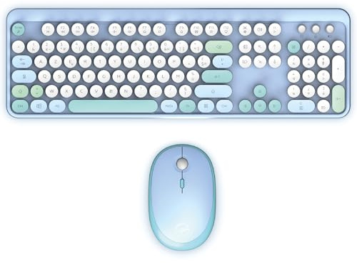 Mobility Lab – ML313887 – Combo Clavier + Souris sans fil Pure Color – FR AZERTY, Touches plates et sensibles, Design Compact, Raccourcis, Pavé numérique, Compatibilité Windows – Bleu