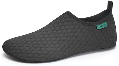 Zapatos de agua para mujer, zapatos de playa para hombre, zapatos de natación, zapatos descalzos para piscina, yoga, deportes acuáticos rápidos, calcetines acuáticos, negro (354black), 44/45 EU