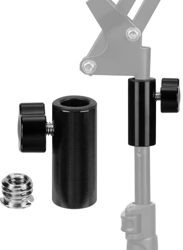 Geekria Mikrofongängadapter för bomarm & mikrofonstativ, 3/8 hona till 1/4 hona, metallanslutning för inspelning, streaming, podcast, (Svart / 2-pack)