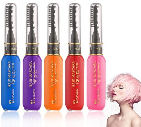 5 Stück Haarmascara,Temporäre Haarfarbe,Sofort Haarfarbe Farbstoff für Kinder,Waschbar Farben Haarkreide Kamm,Geeignet für Halloween,Weihnachten,Karneval,Cosplay,Geburtstag
