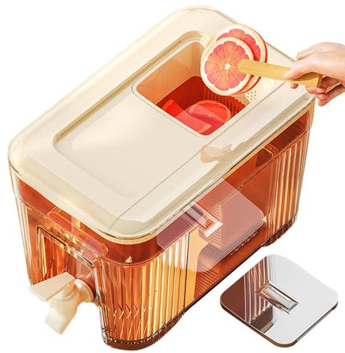 Dispenser per bevande da frigorifero, Dispenser per frigorifero da 6 litri con rubinetto per alimenti, Dispenser per acqua per frigorifero, Dispenser per succhi con coperchio e filtro, Contenitore per